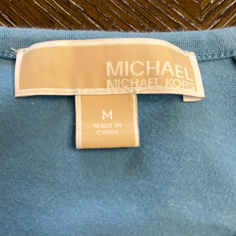 Michael Kors blue long sleeve top blouse Size M